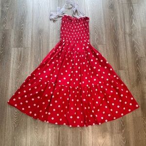 Charming Red Polka Dot Cotton Dress w pockets sz M